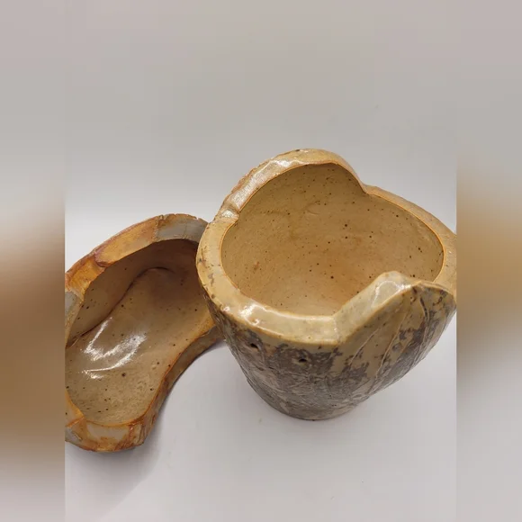 Rustic Handmade Vintage Studio Lided Pottery